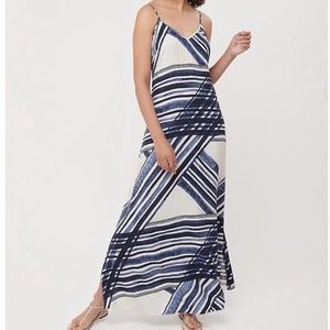 Loft -Watercolor Stripe Strappy Maxi Dress
